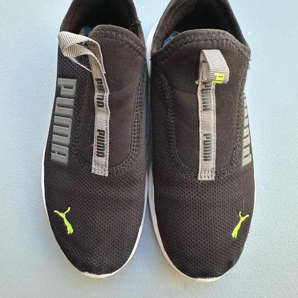 Puma Kids Black and Gray Slip-On Sneakers